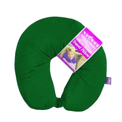 VIAGGI Microbead Travel Neck Pillow with Fleece - Hunter Green - Pads And Pillows