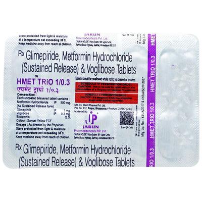 Hmet Trio 1/500/0.3Mg Tablet 10's - Diabetes-Ant