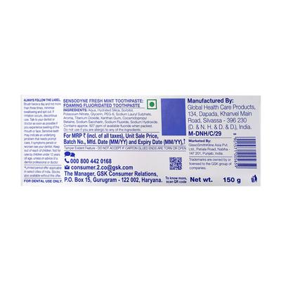 Sensodyne Fresh Mint Toothpaste 150 gm (Free Sensodyne Toothbrush Worth Rs. 65) - Toothpaste