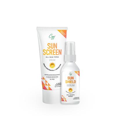 CGG Cosmetics Sunscreen Kit (Sunscreen SPF 45 Cream 50 gm + Sunshield SPF 50 Serum 50 ml) - Face Sunscreen
