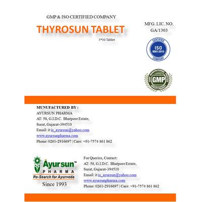 Ayursun Thyrosun Tablet (Pack of 5 x 30's) - Speciality Medicines