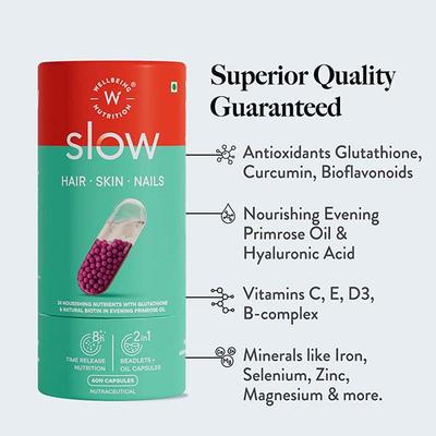 WellbeingNutritionSlowSkin, Hair & Nails Men & Women Glutathione, Hyaluronic acid, Biotin - Biotins