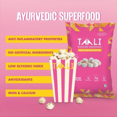 Taali Roasted Makhana - Ghee & Himalayan Pink Salt 60 gm - Nutritional Bars