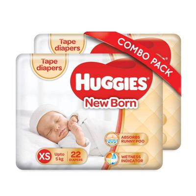 Huggies New Born Tape Diaper Pants (XS) (Pack of 2 x 22's) - Diapers & Wipes