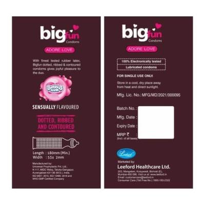 Bigfun Condoms - Bubble Gum 10's - Plain/Flavoured Condoms