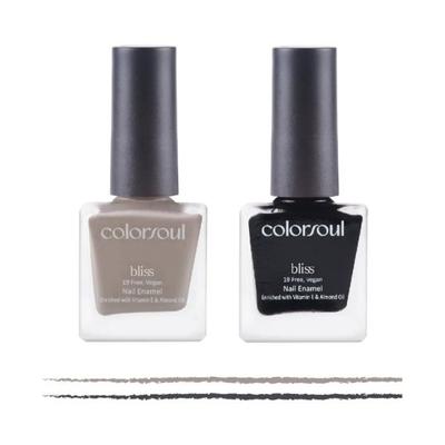 Colorsoul Bliss Vegan Nail Enamel, Summer Trail, Hot Tar, B11, B24 (Pack of 2 x 8 ml) 1's - Nail Polish