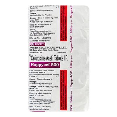 HAPPYCEF 500mg Tablet 10's - Bacterial Infections-Cep