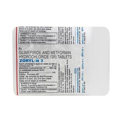 Zoryl M 3mg Tablet 10'S - Diabetes-Ant