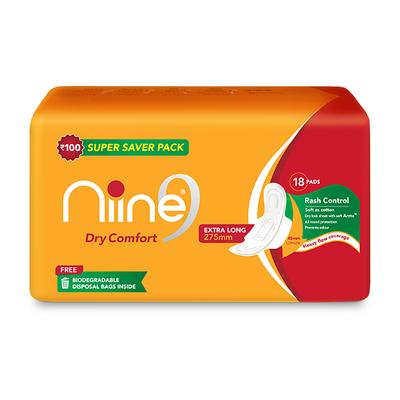 Niine Sanitary Pads Extra Long (Pack of 2 x 18's) - Sanitary Napkins