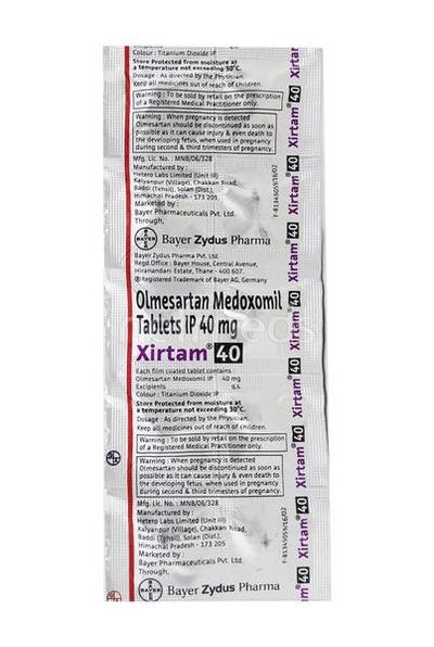 Xirtam 40mg Tablet 10'S - Hypertension-Ang