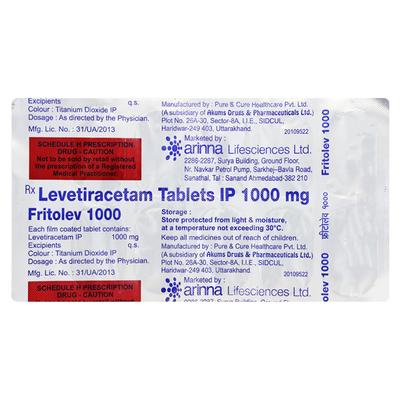 Fritolev 1000mg Tablet 10'S - Epilepsy/Convulsion-Ant