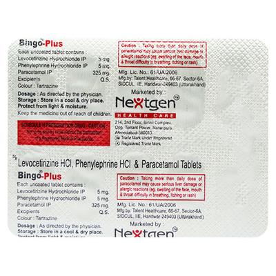 BINGO PLUS Tablet 10's - Fever-Ana