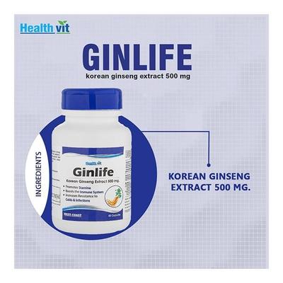 HealthVit Ginlife Ginseng Extract 500 mg Capsules 60's - Vitamin C