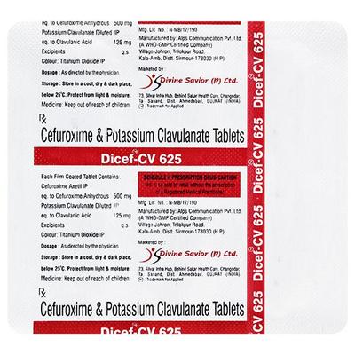 DICEF CV 625 Tablet 6's - Bacterial Infections-Cep