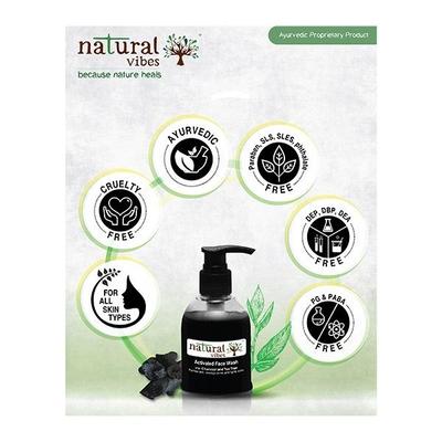 Natural Vibes Ayurvedic Activated Face Wash with Charcoal & Tea Tree 150 ml - Face Wash & Cleansers