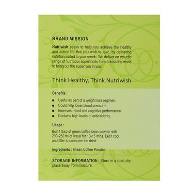 Nutriwish Green Coffee Powder 250 gm - Herbal Dietary Supplement