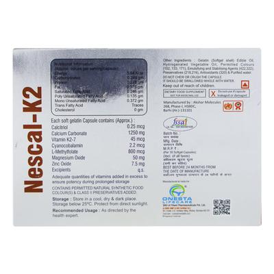 NESCAL K2 Soft Gelatin Capsule 10's - Supplements-Vam