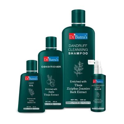 Dr Batra's Dandruff Cleansing Shampoo 500 ml + Conditioner 200 ml + Anti-Dandruff Hair Serum 125 ml + Hair Oil 100 ml - Hair Treatment