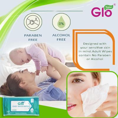 Glo Tislac Easy Bath Wipes 10's - Tissues & Wipes