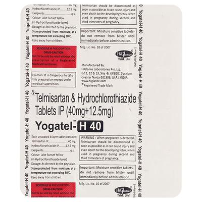 YOGATEL H 40mg Tablet 15's - Hypertension-Ang
