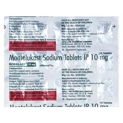 Romilast 10mg Tablet 15'S - Asthma/COPD-Ast