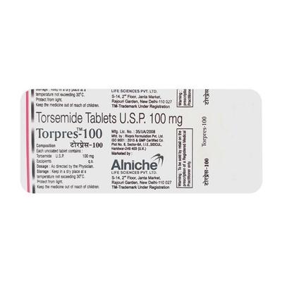 Torpres 100mg Tablet 10'S - Hypertension-Diu