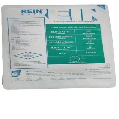 Rein Cath Hemodialysis Catheter Kit - Triple Lumen With Curved Extensions 1's - Catheters & Tubes