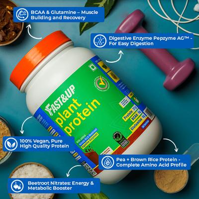 Fast&Up Vegan Plant Protein Powder - Strawberry Splash Flavour 1320 gm - Whey Proteins