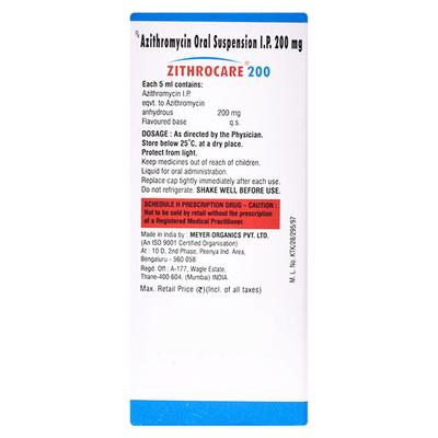 Zithrocare Ready Mix 200mg Oral Suspension 30ml - Bacterial Infections-Mac