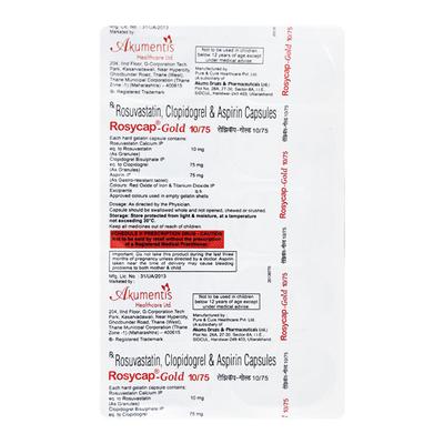 Rosycap Gold 10/75mg Capsule 10'S - High Cholesterol-Dys