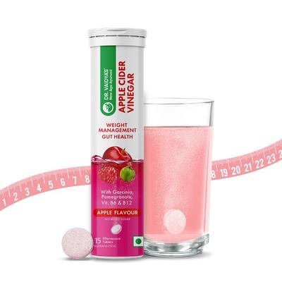 Dr. Vaidya's Apple Cider Vinegar Effervescent Tablet - Apple Flavour 15's - Apple Cider Vinegar - Acv