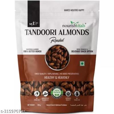 NourishVitals Tandoori Almonds Roasted Snacks 200 gm - Nutritional Bars
