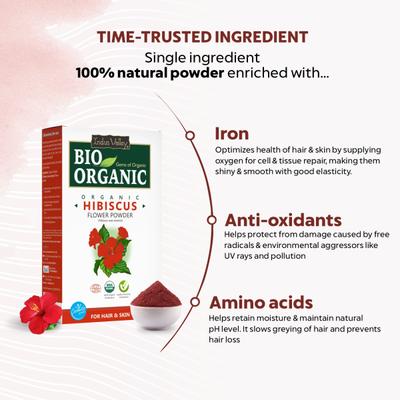 Indus Valley Bio Organic Hair & Skin - Hibiscus 100 gm - Personal Care (Ayush)