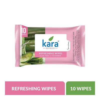 Kara Refreshing Face Wipes - Aloe Vera & Cucumber 10's - Facial Wipes & Tissues