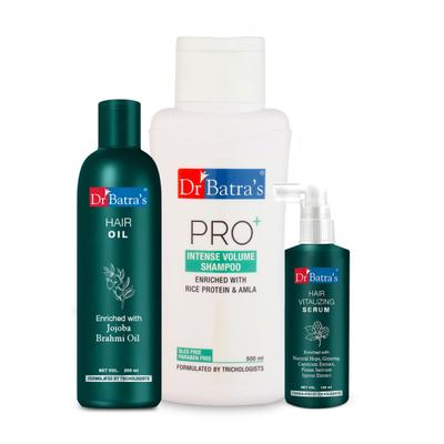 Dr Batra's Hair Fall Control Oil 200 ml + PRO+ Intense Volume Shampoo 500 ml + Hair Vitalizing Serum 125 ml - Hair Treatment