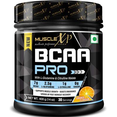 MuscleXP BCAA PRO Supplement Powder - Orange Flavour 400 gm - Bcaa Supplements