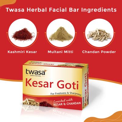 Twasa Kesar Goti Bath Soap - Kesar & Chandan (Pack of 3 x 25 gm) - Soaps