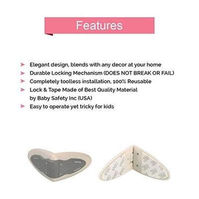 Baby Safety Inc Safe-O-Kid - High Quality, Durable, Elegant 100% Kid Safe Drawer Lock (Pack of 2) - Baby Safety