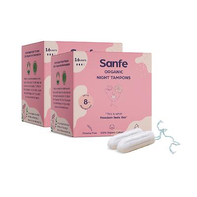 Sanfe Organic Night Tampons (Pack of 2 x 16's) - Tampons