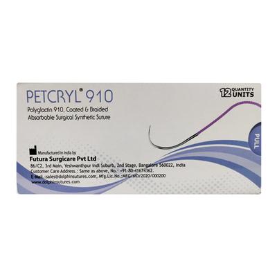 Dolphin Petcryl Polyglactin 910 Coated & Braided Suture (DS 2345) (90 cm) (2-0) - Sutures