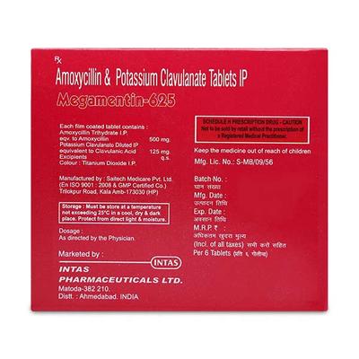 Megamentin 625mg Tablet 6'S - Bacterial Infections-Pen