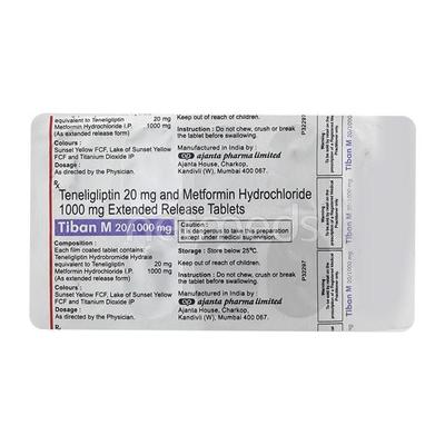 Tiban M 1000mg/20mg Tablet 10'S - Diabetes-Ant