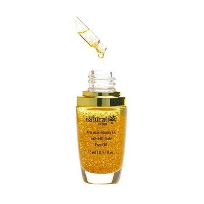 Natural Vibes Ayurvedic Beauty Oil with 24K Gold Flakes 15 ml - Face Creams