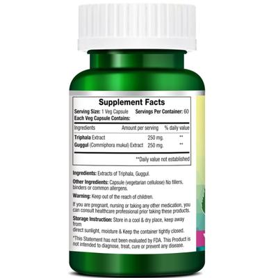 Morpheme Remedies Triphala Guggul Supplements 500mg Extract 60's - Herbal Dietary Supplement