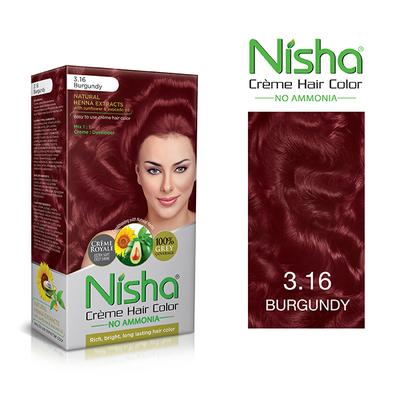 Nisha Creme Hair Color - 3.16 Burgundy 60 gm - Crème