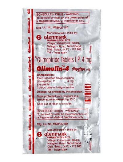 Glimulin 4mg Tablet 15'S - Diabetes-Ant
