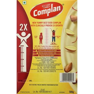 Complan Kesar Badam Flavour Powder (Refill Pack) 500 gm - Kids Nutrition