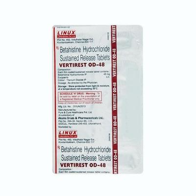 Vertirest OD 48mg Tablet 10'S - Vertigo-Ant