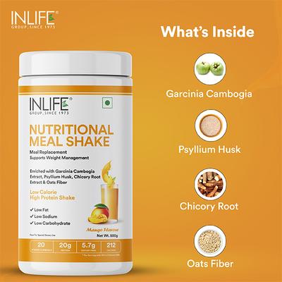 Inlife Nutritional Meal Shake Powder - Mango Flavour 500 gm - Weight Loss