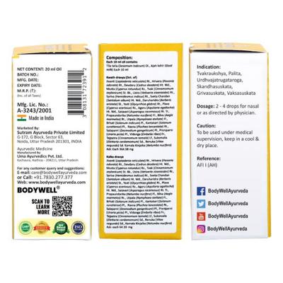 Bodywell Anu Taila Nasal Oil Drops (Pack of 2 x 20 ml) - Cough & Cold (Ayush)